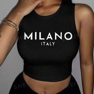 Shein baby Tank in black with Milano Italy Printed across chest size Medium